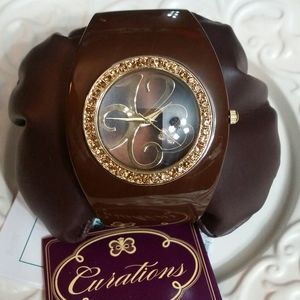 Curations Chocolate Bangle Cuff Watch NIB